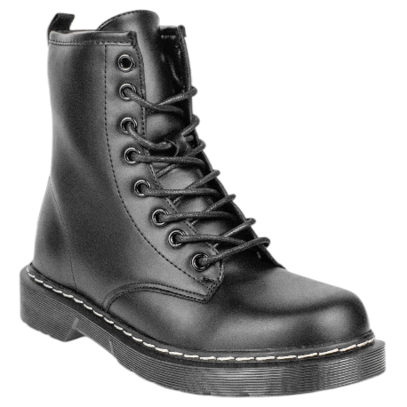Botas militares de piel negra con forro de pelo
