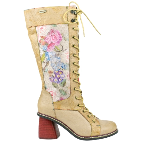 Bota de piel marrón para mujer con tacón ancho